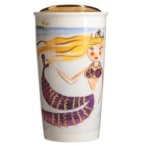 Starbucks 2015 Siren Mermaid Travel Mug W/Gold Lid